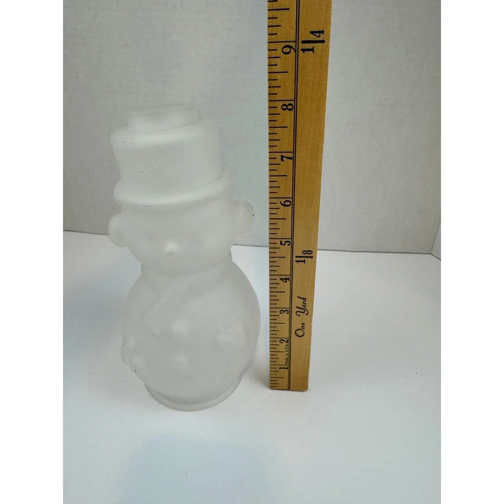 VTG Rare Mosser Satin Frosted White Glass Snowman Fairy Lamp Top #186-CS 1978